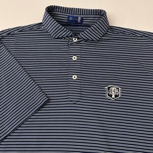 Stitch Golf Men's M/L Navy White Stripe Polo Shirt Embroidered Crest Performance
